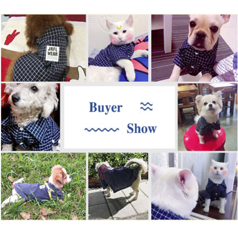 Dog Clothes Classic Pet T-shirt Plaid Shirts for Cats Dogs Spring Summer Clothing for Small Dogs Chihuahua Pug Clothing