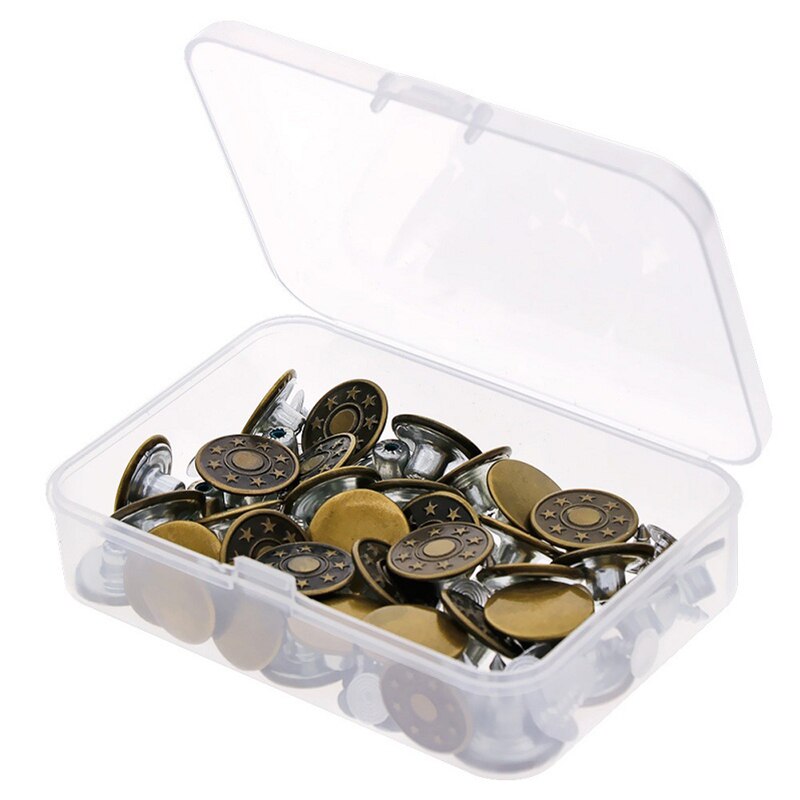 50 conjuntos/Paquete de botones vaqueros mezclados de 17mm botones de tachuelas disfraz de Metal botón vaquero accesorios de costura de repuesto