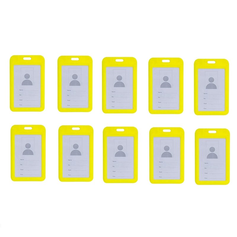 10Pc ID Holder with Neck Lanyard Strap ID Badge Holder Clear Waterproof ID Card Holder with 1 Credit Card Slot: Yellow