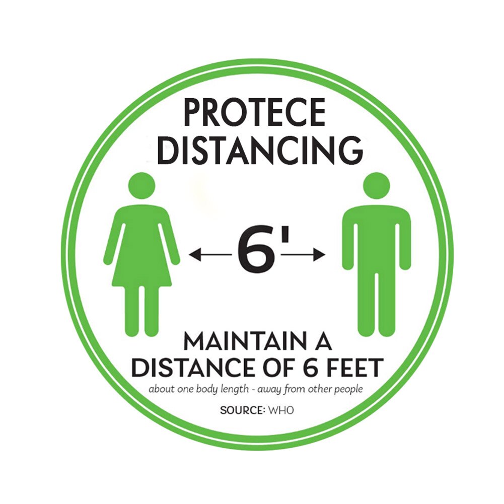 Adhesive Public Area Cue Bank Waterproof Store Safety Decals Round Stand Here Removable Social Distancing Floor Sign Anti Slip
