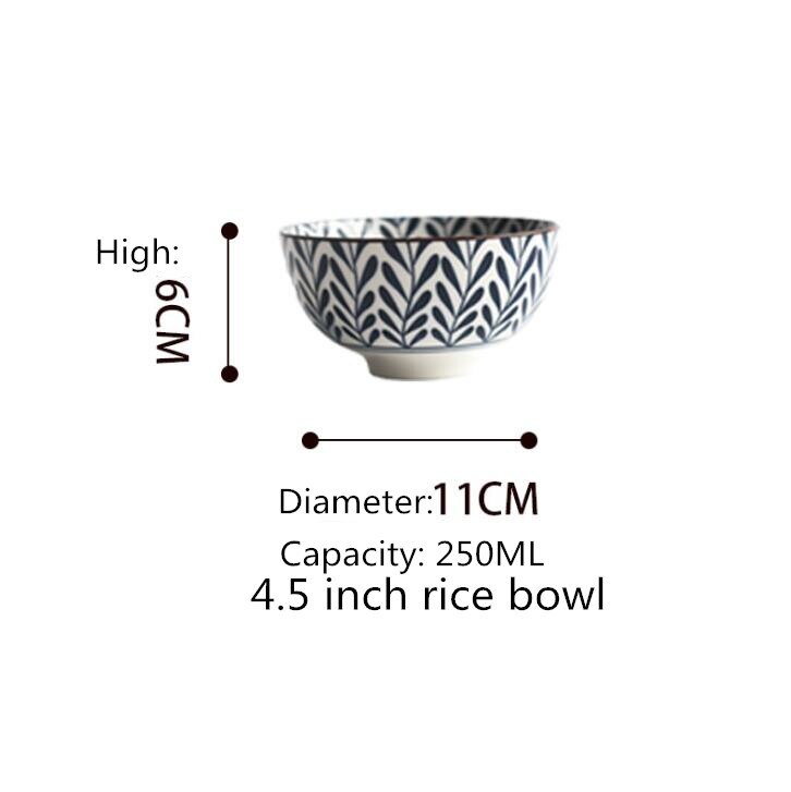 Japanese Style Ceramic Dinner Plate Kitchen Round Plates Set Food Dishes Rice Salad Noodles Bowl Soup Spoon: 4.5inch rice bowl