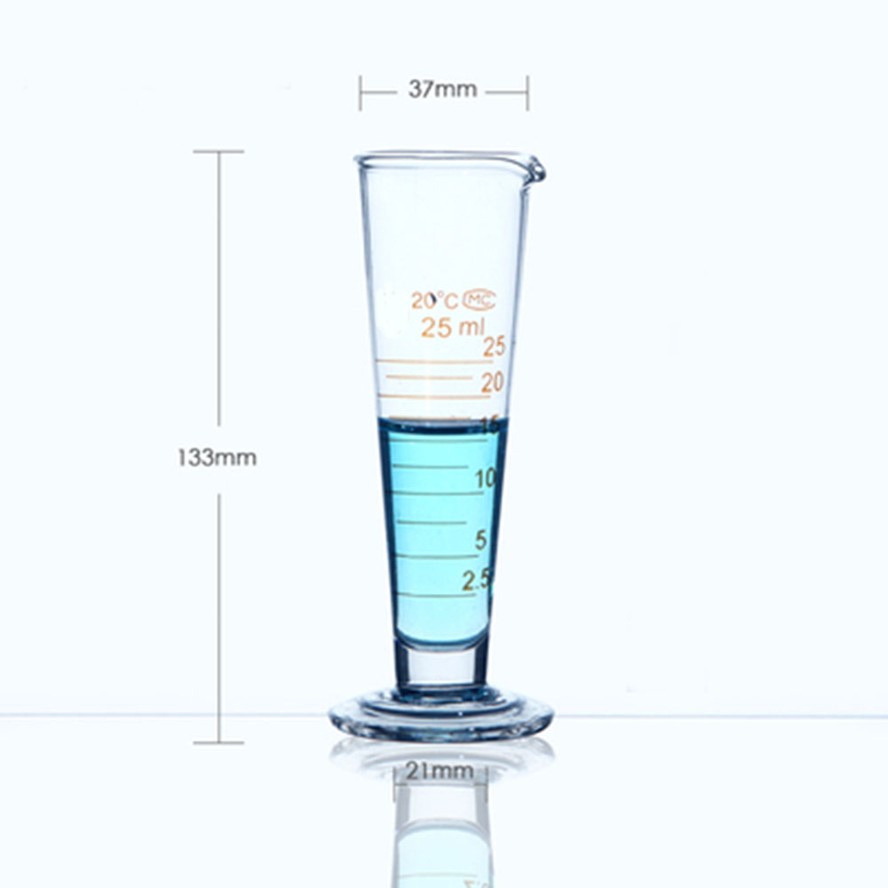 Laboratory 25ml Measuring cylinder with Scale Taper Glass Measuring Cup Lab Supplies