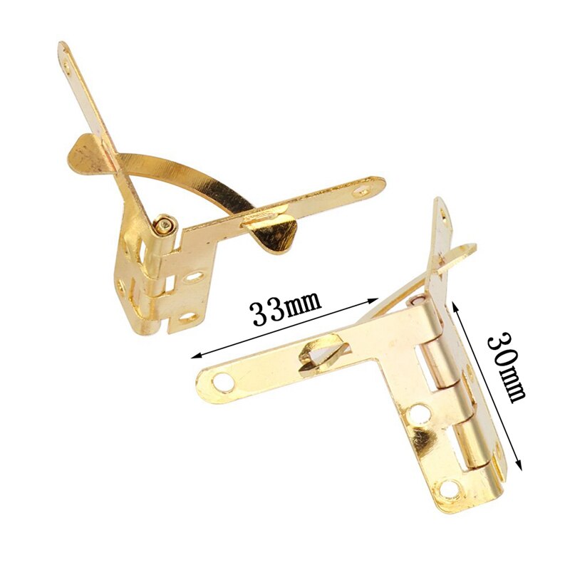 50 pièces 90 ° Angle Support petite boîte charnières charnière pour bijoux valise à vin montre couvercle en bois caoutchouc cale bouchon de porte (or)