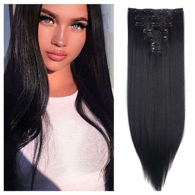 Clip in Hair Extensions Synthetic Long Straight Hairpieces Extensions For Adding Hair Volume Fluffy Clip In Hair for Women: Default Title