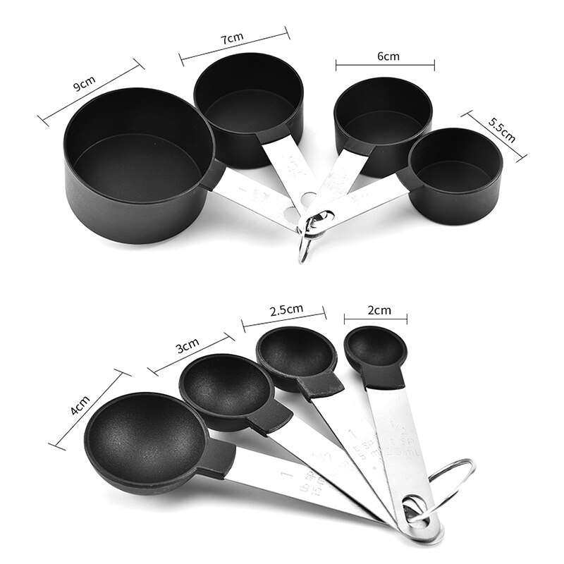 8 Stks/set Draagbare Maatbekers Maatlepels Rvs Handvat Maatbekers Maatlepels Keuken Meetinstrumenten