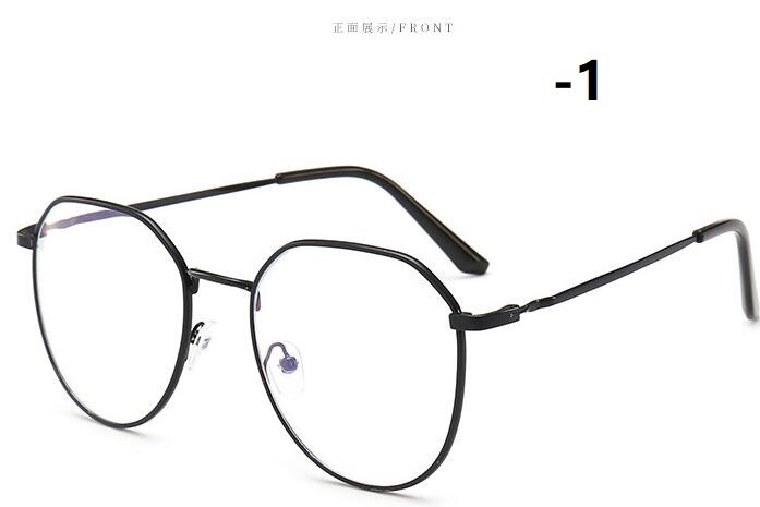 -1-1,5-2-2,5-3-3,5-4-4,5 myopie Brille Frauen Männer retro Metall Rahmen Platz Studenten Myopie Gläser Rahmen Für Neue: Schwarz -1