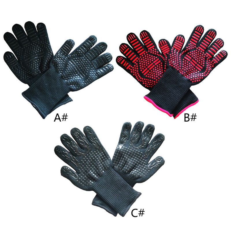 BBQ Handschuhe extrem Hitze Beständig Ofen Handschuh BBQ Grillen Handschuhe BBQ Zubehör 11UA