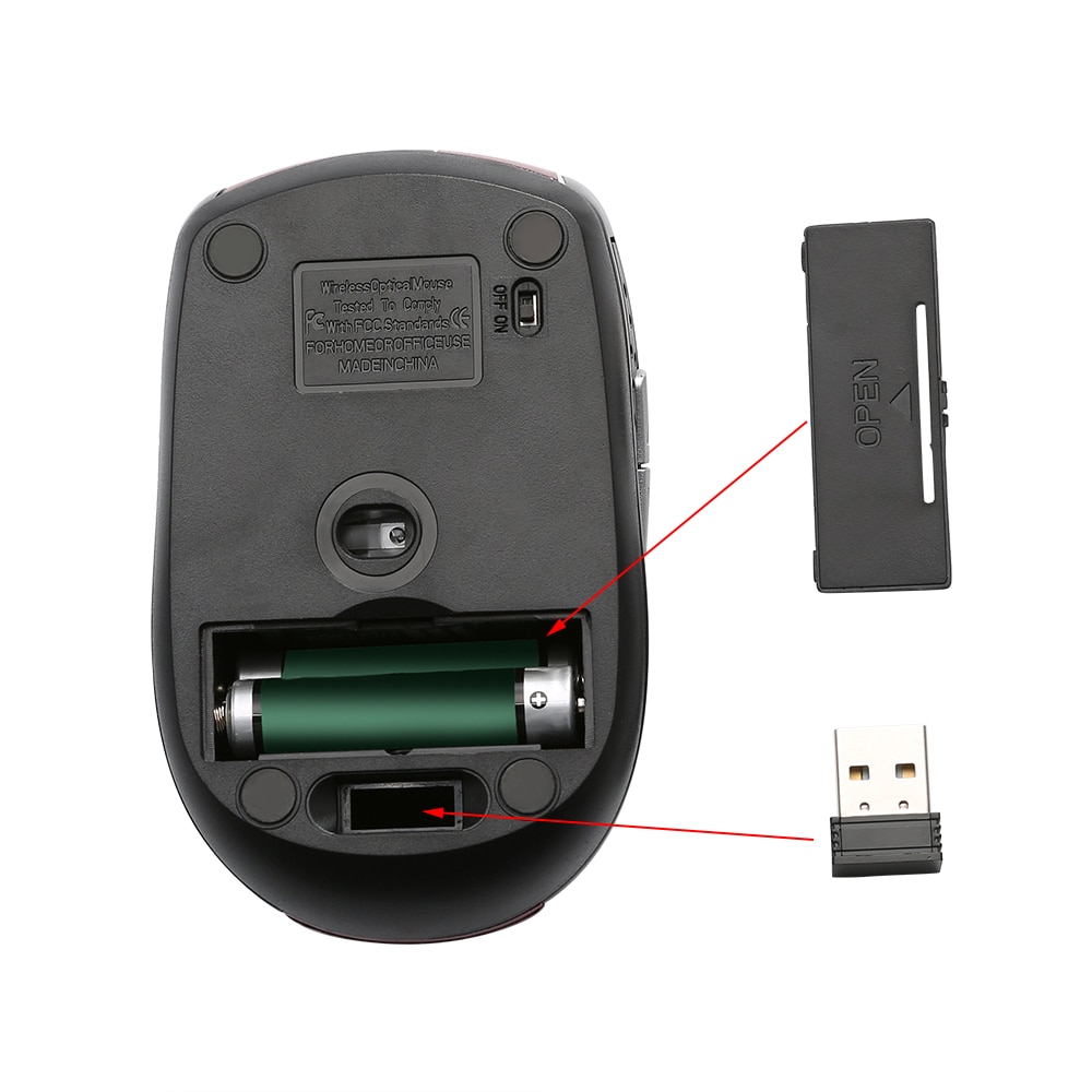 Raton Inalambrico Óptico para PC Ordenador de 2,4 GHz 1600 DPI Receptor USB Portátil