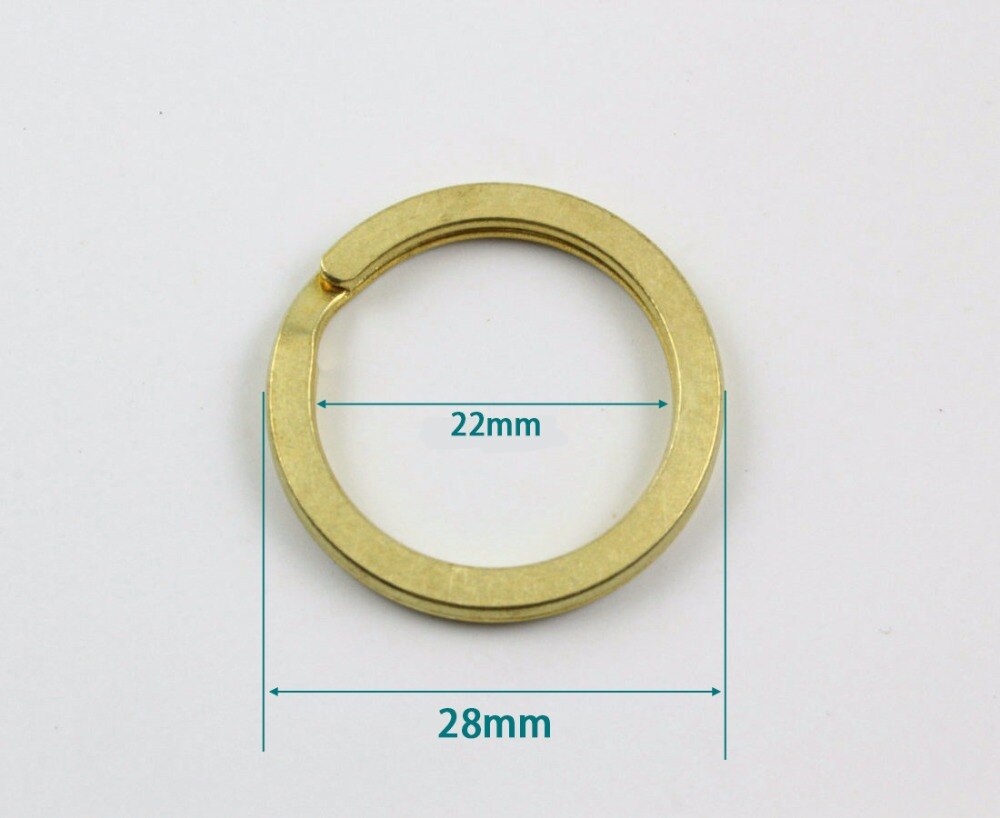 10 delar 28mm delad nyckelring i mässing - platt