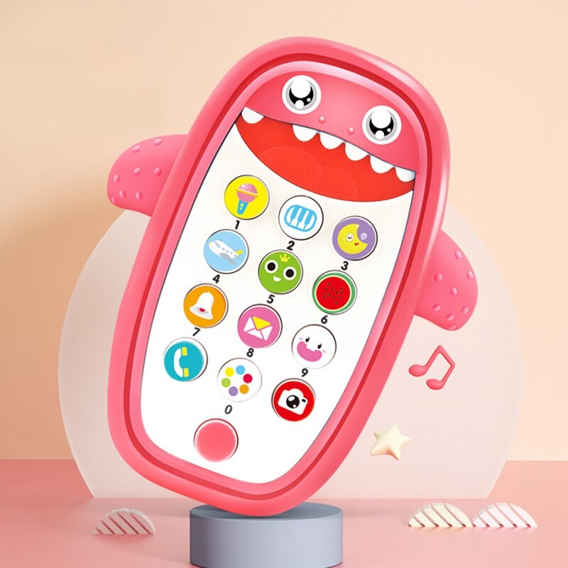 Bijtringtelefoon voor baby's met afneembare zachte hoes, lichtjes, muziek en regelbaar volume - speel en leer: Rood