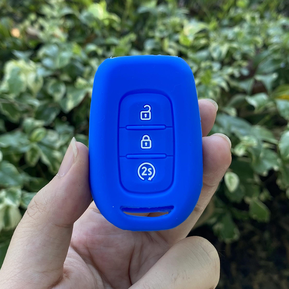 3 Knop Siliconen Auto Sleutel Cover Case Voor Renault Duster Megane Duster Sandero Kangdoo Captur Twingo Sleutelhanger Accessoires: Sky Blue