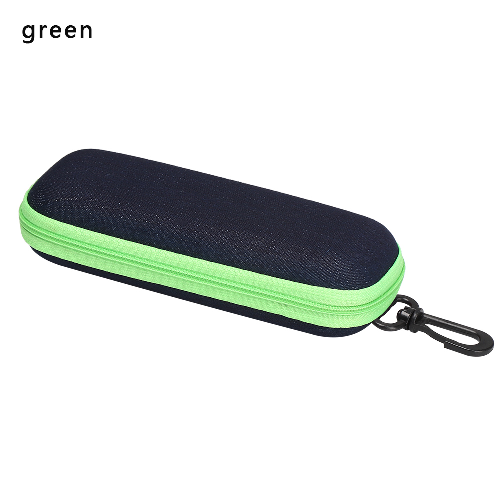 Heißer Denim Stoff Gläser Kasten Reißverschluss Sonnenbrille Schutz Widerstand Container Brillen fallen Reise Lesebrille Tragen Tasche: Grün