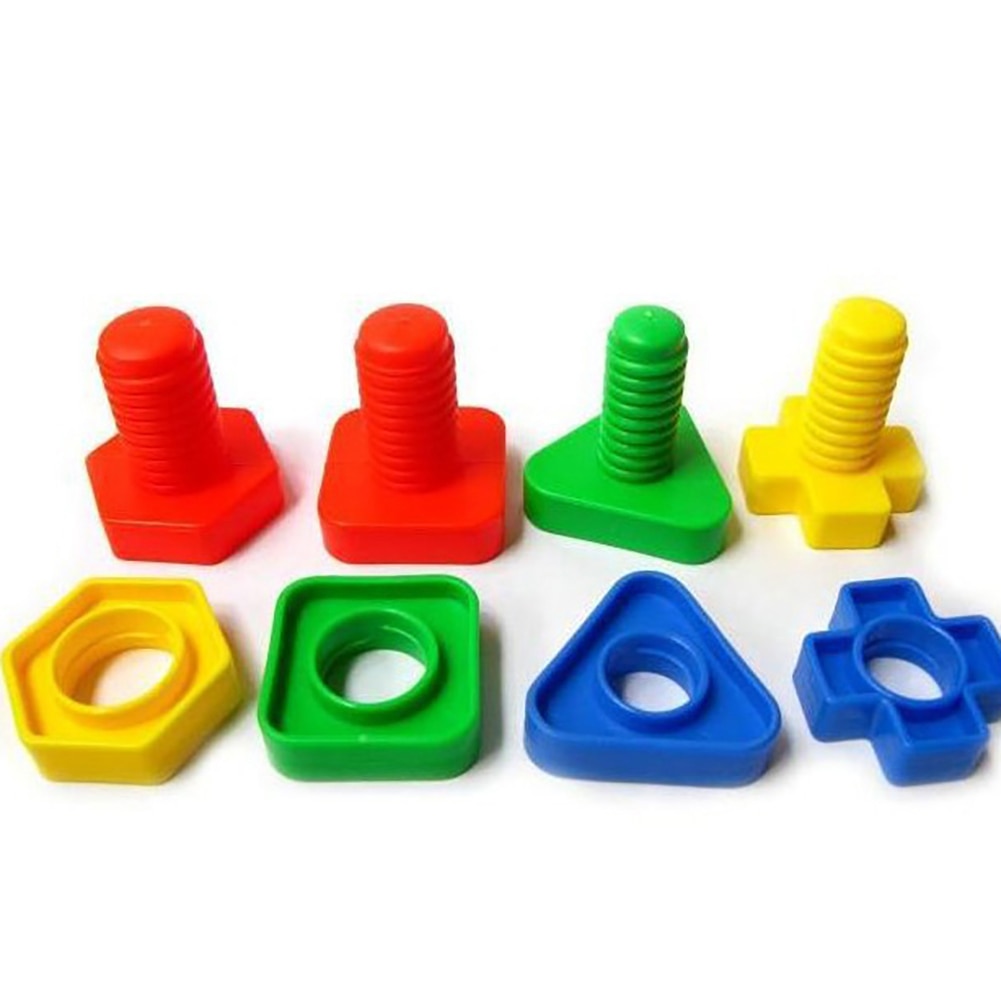 32 stk / sæt 3d farverige skruemøtrikker bolte bygning puslespil intelligent børnelegetøj forbedrer manuel fingerfærdighed farvegenkendelseslegetøj
