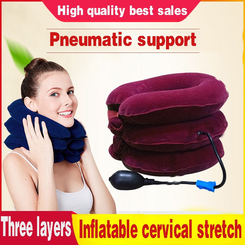 Air gonflable col Cervical cou Traction tracteur soutien Massage oreiller soulagement de la douleur Relax soins de santé cou tête civière