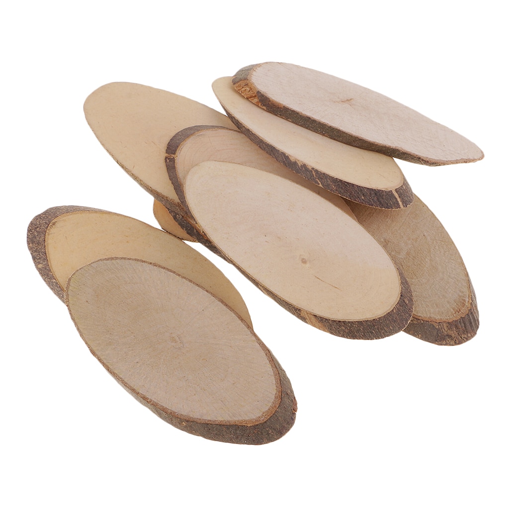 10 stk 85-90mm træstokke skiver oval bryllup pyrografi rustik gør-det-selv indretning