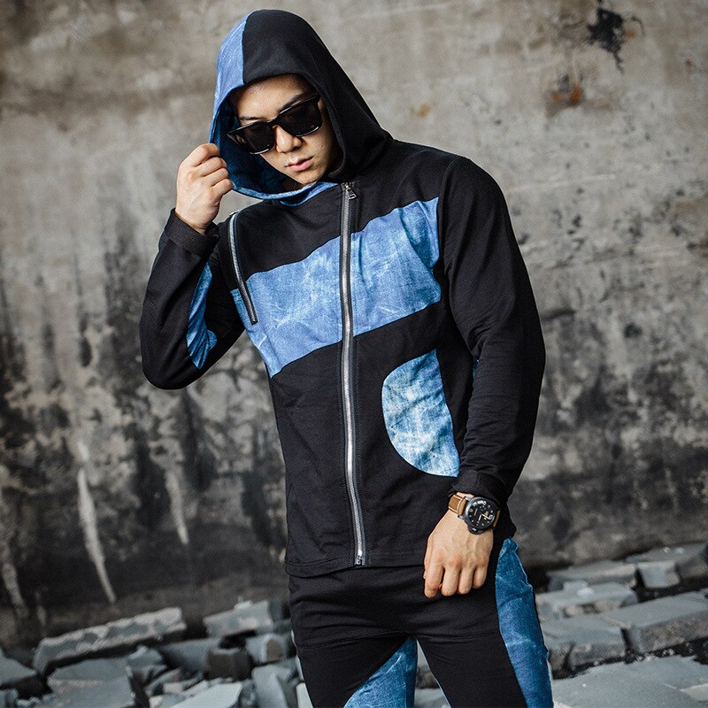 Trajes deportivos para hombre, Fitness, chaqueta de aspecto delgado, pantalones de , estilo callejero, entrenamiento de ocio, estampado, abrigo Casual, entrenamiento de gimnasio