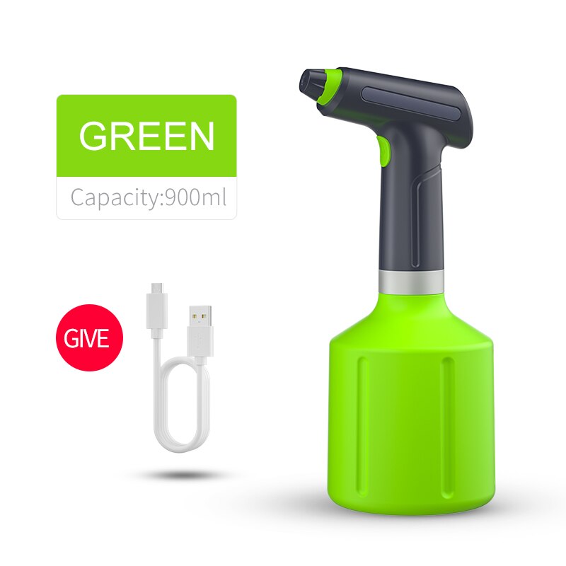 Elektrische Anlage Nebel sprühen Flasche Automatische Gießkanne Einstellbare Wasser Spritzgerät Garten Kunststoff Bewässerung Geräte Startseite Reinigung: 0.9L Grün