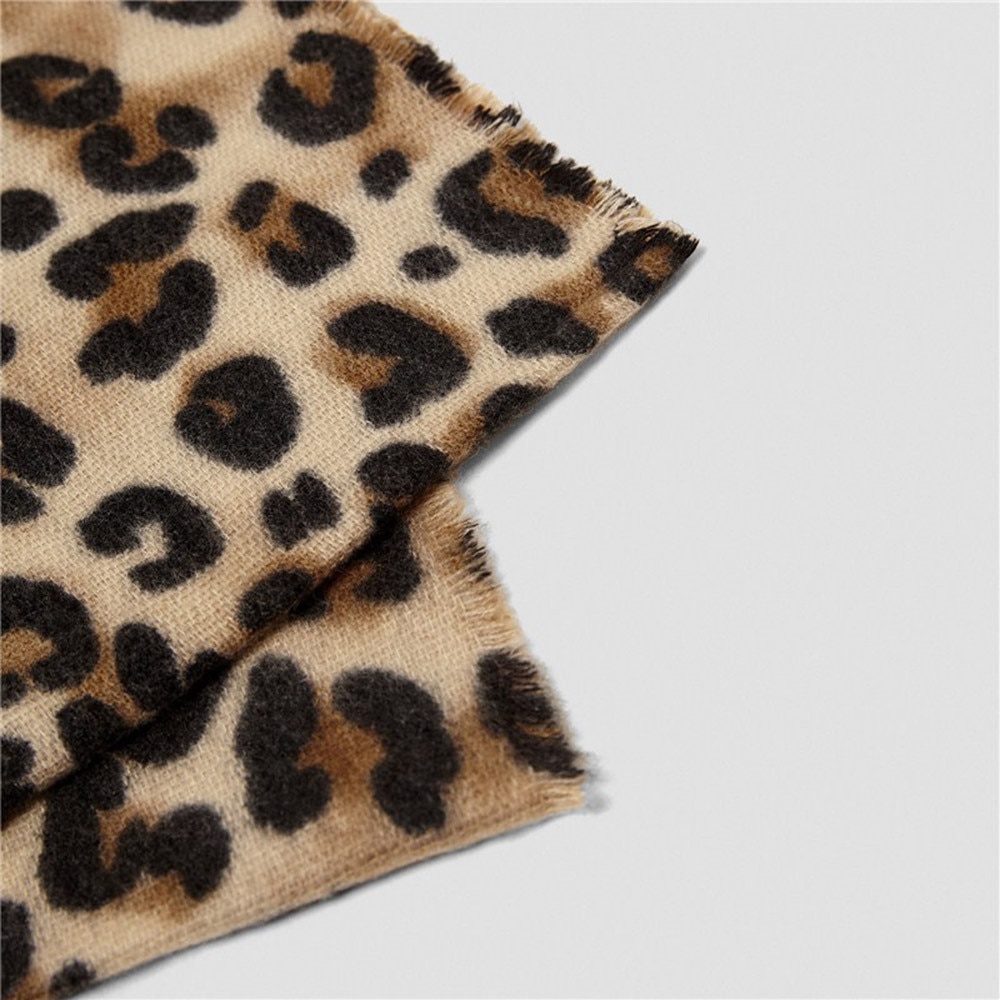 Efterår vinter leopard print kashmir varm tykkere tørklæde sjal kvinder lang uld sjal bløde lange hals tørklæder til damer moderigtigt