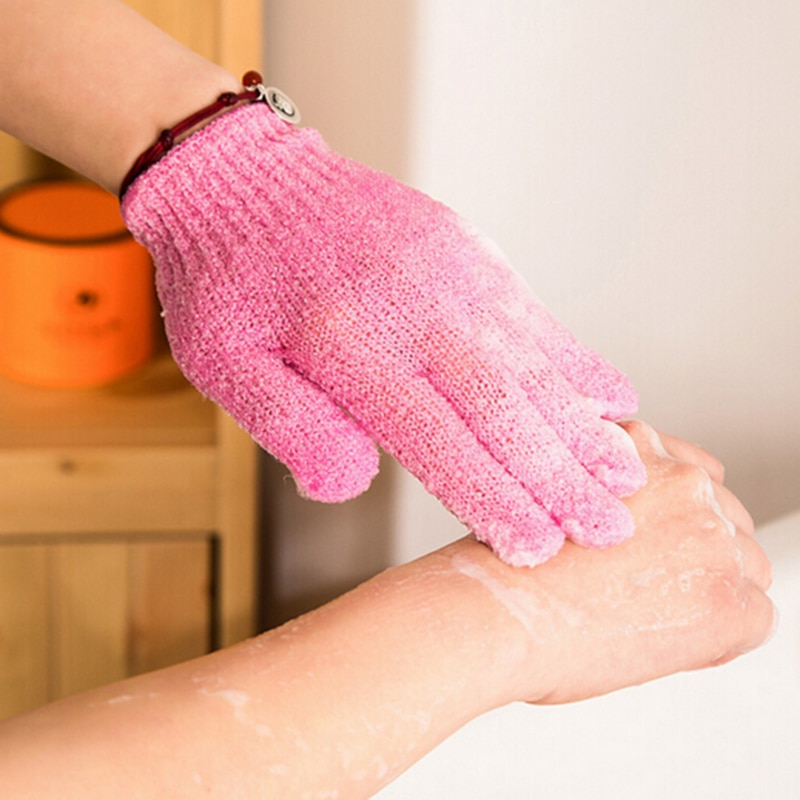 Bad för peeling exfolierande handske för dusch skrubb handske motstånd kroppsmassage lämnar huden sidenslät spa duschhandske