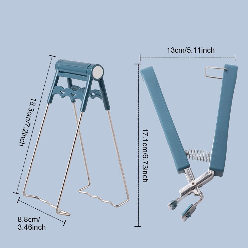 Hittebestendige Kom Houder Schotel Klem Pot Pan Grijper Clip Anti-Brandwonden Opvouwbare Kom Clip Tang Keuken Gereedschap Accessoires item: E Blue