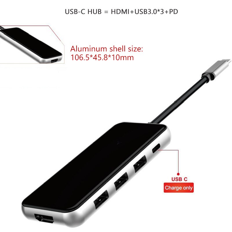 USB C Laptop Docking Station USB 3.0 HDMI RJ45 PD SD/TF USB Hub voor Laptop Macbook Pro HP DELL Oppervlak Lenovo Samsung Dock: 5 IN 1