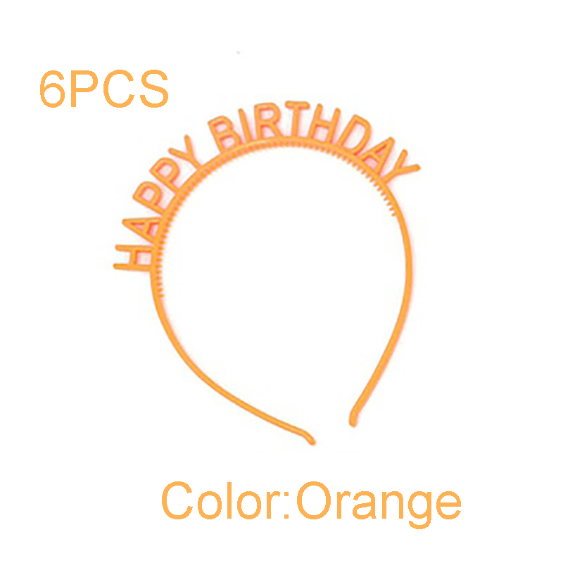 Diadema de feliz cumpleaños para niña, sombrero colorido para de cumpleaños, Macaron, 6 unids/paquete: 6PCS Orange