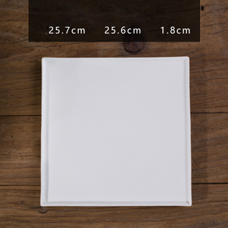 Pure white ceramic tray, rectangular fruit tray, tea tray, cake tray, dessert tray, dessert plate, flat tray, bread tray: white