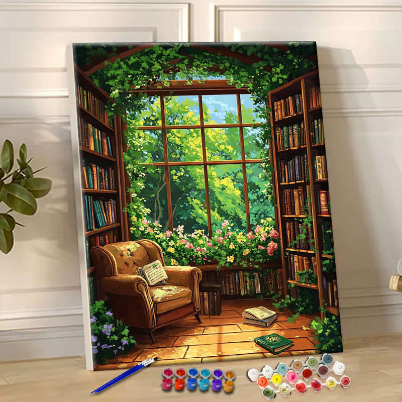 Painting By Numbers The Quiet Library Acrylic Paint Canvas Portrait Family Children Photo Christmas