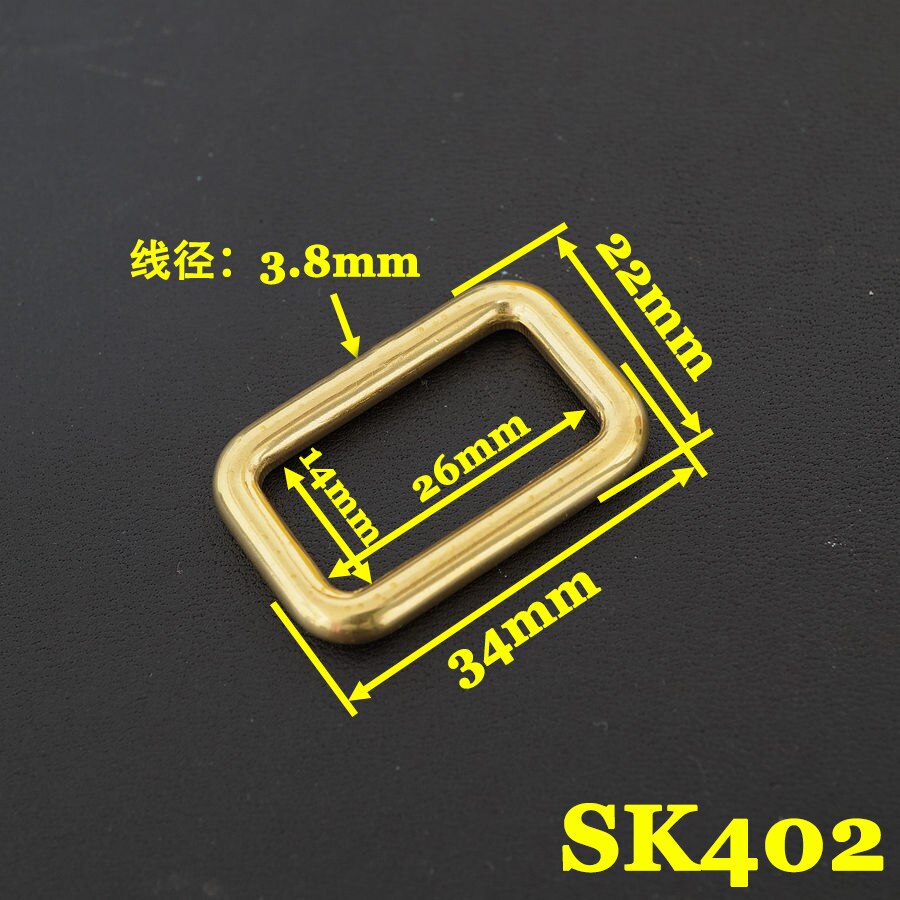 (sk4) 2pc solid messing firkantet ring læderfartøj hardware