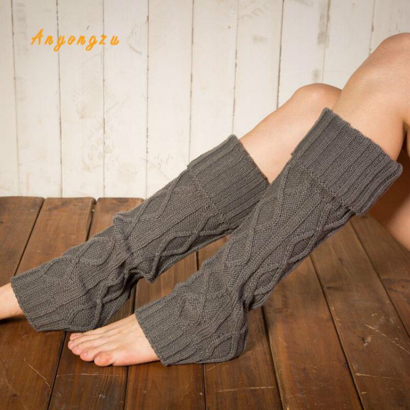 Gestrickte Wolle Thermische Schutz Bein Lange Winter Füße Stapeln Leggings Wärmer Einfarbig Körper Wärmer Polainas