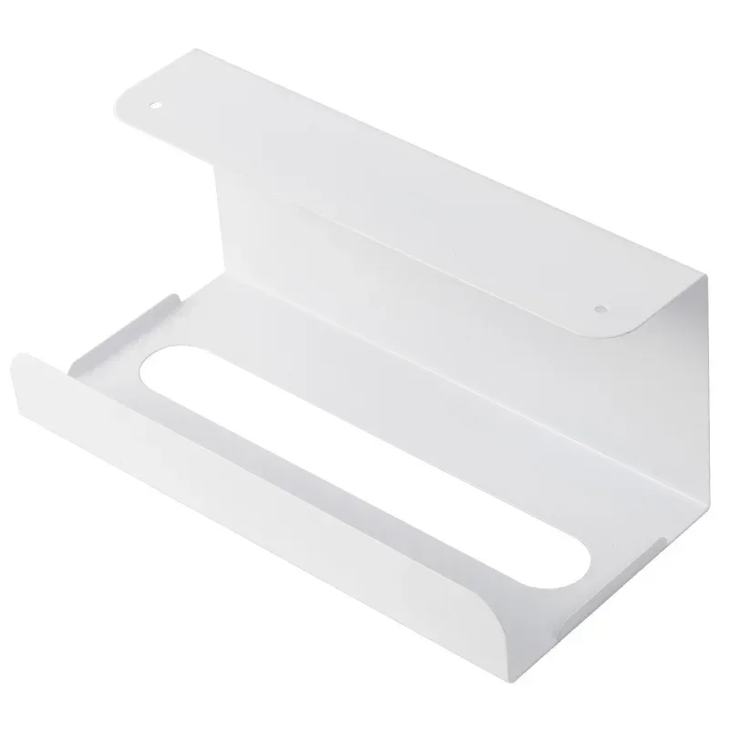 Tissue Box Under Cabinet Paper Towel Holder Multi-functional Iron Strong load-bearing Paper Towel Rack Desk Kitchen Accessories: WHITE