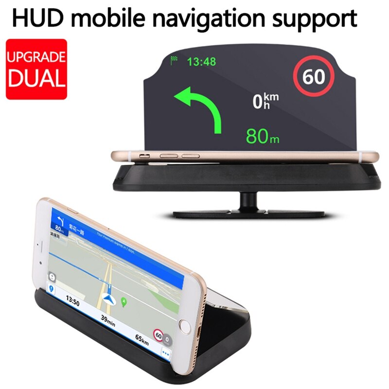 Universal bil hud hastighedsadvarsel head up display gps navigation projektor telefonholder trådløs oplader til telefonbils tilbehør