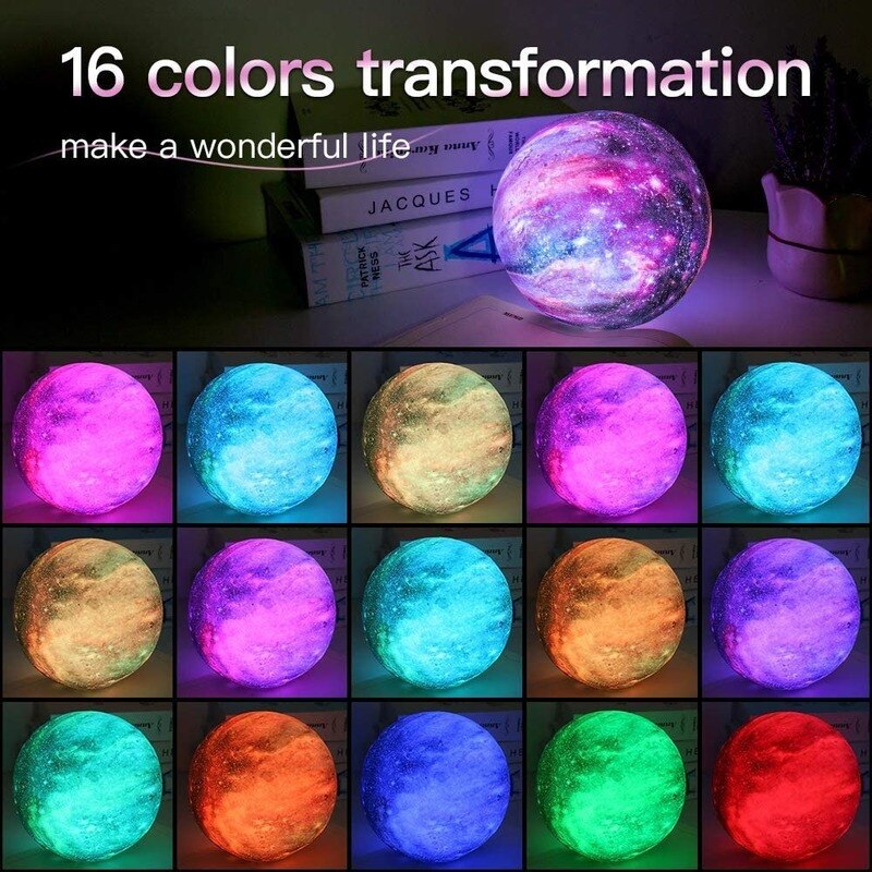 Painted Starry Sky Moon Light 3D Printing Moon Light Led Rechargeable Night Light Product Strange Table Lamp