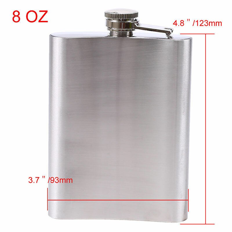Stainless Steel Hip Flask Liquor Whiskey Alcohol Pocket Wine Bottle 7 8 10 oz: 8oz