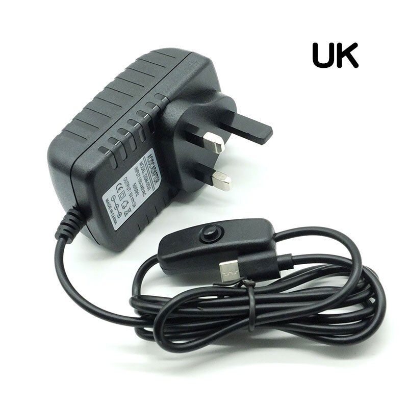 Himbeere Pi 4 Typ-C Netzteil 5V 3A Energie Adapter Mit an/aus Schalter EU UNS AU UK Ladegerät für Himbeere Pi 4 Modell B: UK