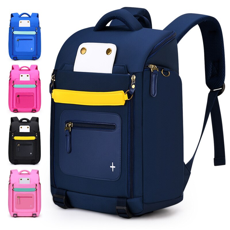 Mochila escolar ortopédica para meninos e meninas, bolsa à prova d'água para escola, zíper infantil