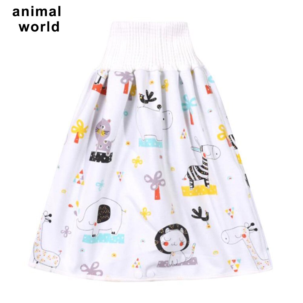 Comfy Children Diaper Skirt Shorts 2 in 1 Waterproof Super Absorbent Leak-proof Washable Baby Diaper Skirt Pants ALS88: animal S