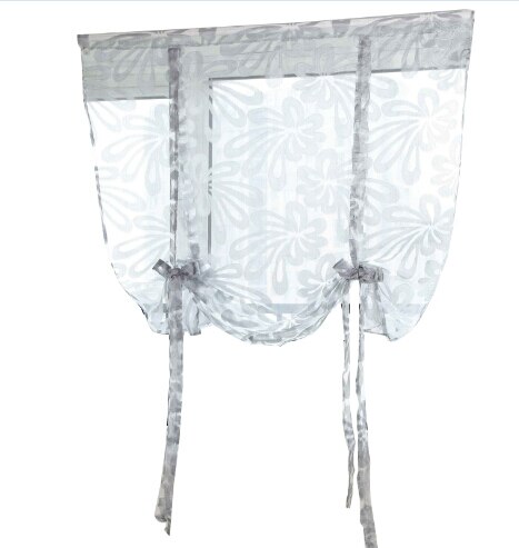 Beautiful Floral Tassels Voile Curtain Swags All Colours Pelmet Valance Net Curtains Voile Swag: Grey