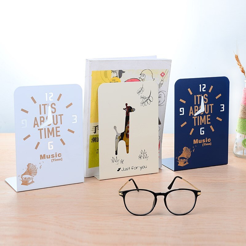 Bibliothèque séries girafe et horloge mignonne, grande bibliothèque en métal, support de livre de lecture, pièces/ensemble