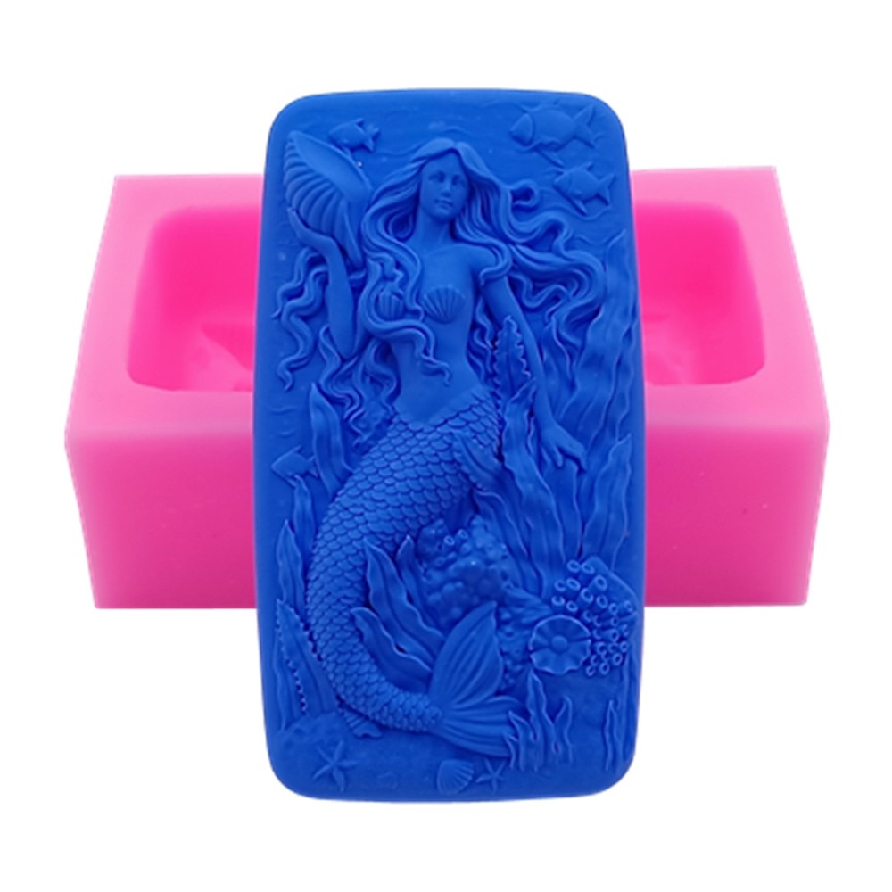 Mermaid Zeep Mal Zachte Siliconen Mal voor Bar Zeep Maken Chocolade Cake Hars Ambachtelijke Aromatherapie Gips Mallen