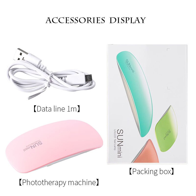 SUN-Mini lámpara de uñas portátil, secador de uñas con Cable USB, 6W, UV LED, para manicura y pedicura, lámpara de curado de Gel UV, herramientas de Arte de uñas para el hogar
