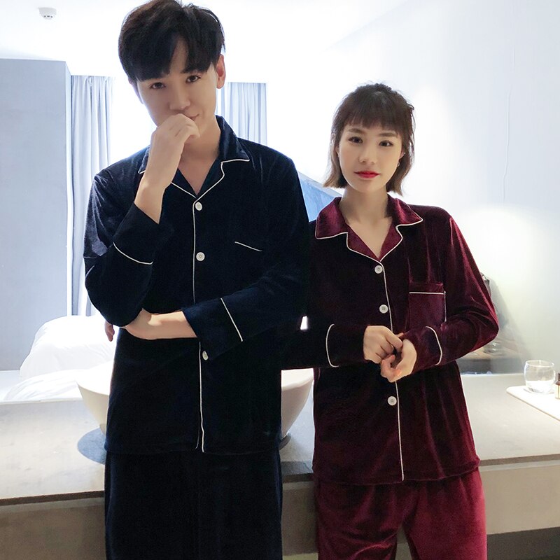 Couples Pajamas Set For Women Men Long Sleeve Sleepwear Pyjamas Suit Home Clothing His-and-hers Clothes Pijamas