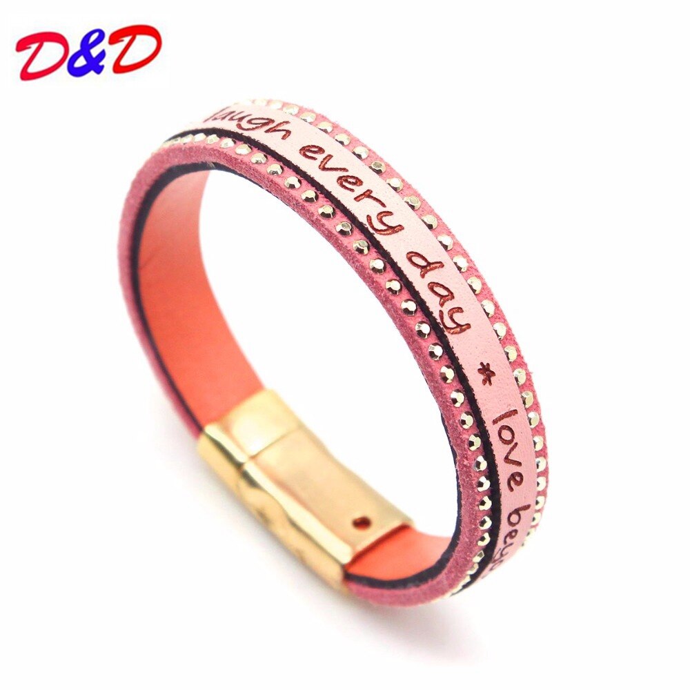 D&d läderarmband för kvinnor med magnetlås stenar armband kvinnliga tillbehör