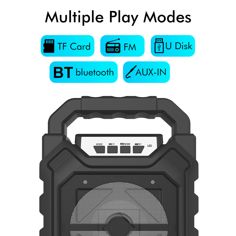 Outdoor Draagbare Draadloze Bluetooth Luidspreker Met Microfoon Fm Radio Stereo Waterdicht Soundbox Ondersteuning Aux/Usb/Tf/Fm