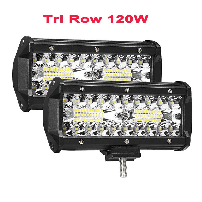 Barra de luz LED de trabajo para camiones, coches, tractores, todoterreno, SUV, 4WD, 4x4, barco, ATV, Combo de punto, 2x4 &quot;, 60W, 72W, 120W, 144W, 12V: 2x120W