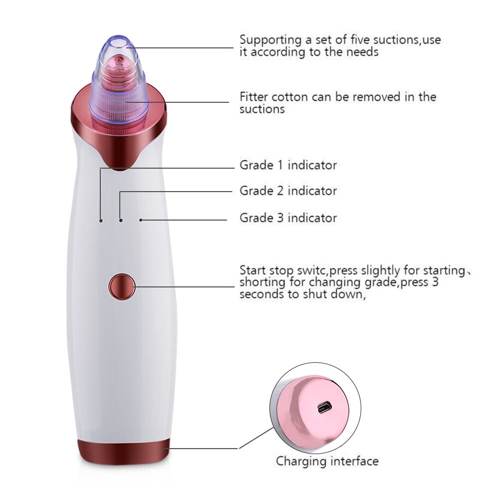 Limpiador de poros Facial eléctrico, exfoliante Facial, eliminador de espinillas, máquina de succión al vacío de acné, Nano pulverizador