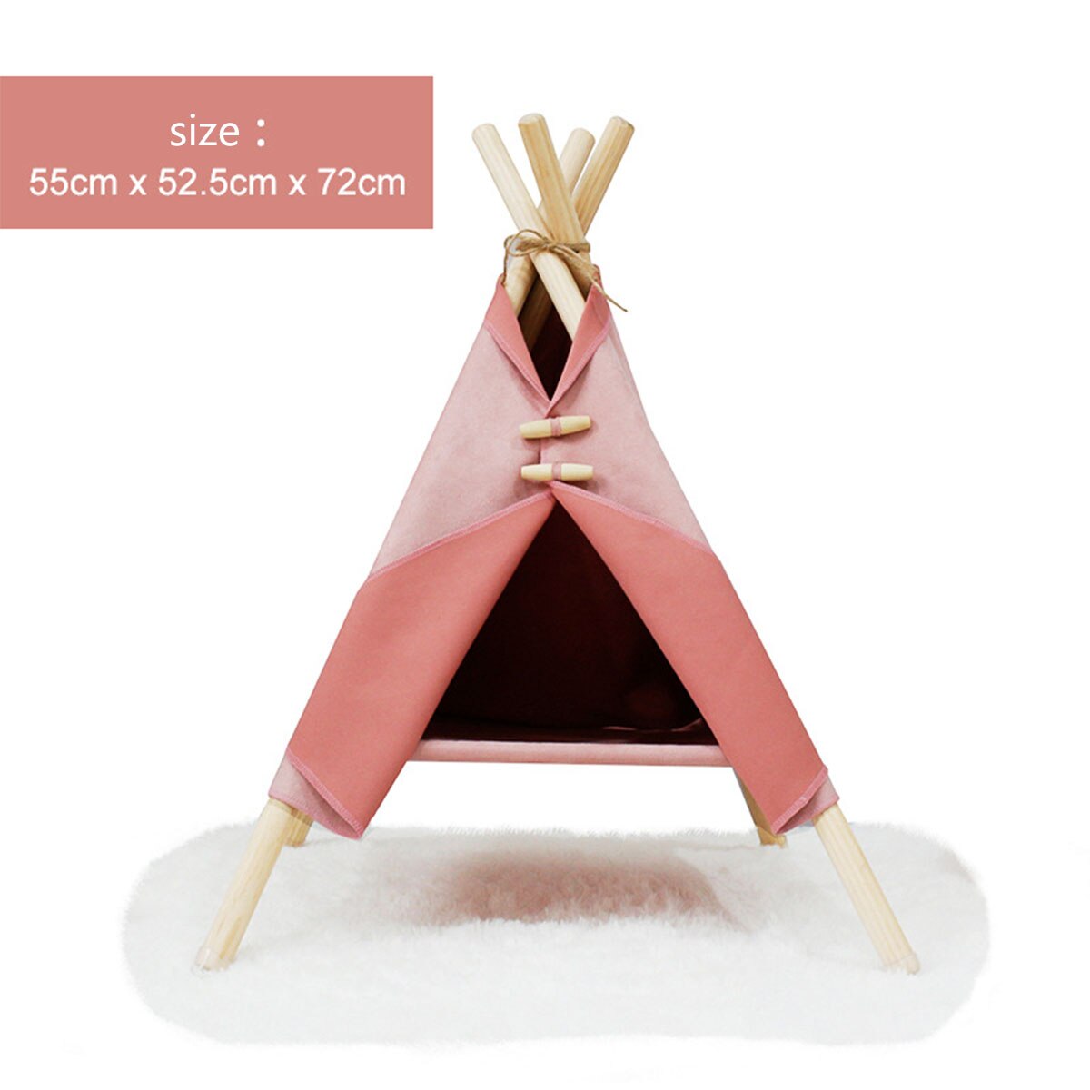 Casa tipi portátil para mascotas, tienda de campaña con cojín grueso y pizarra para interiores, casas modernas para cachorros y gatitos: Pink