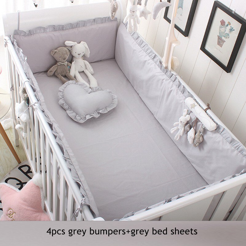 Koreaanse Stijl Baby Baby Wieg Bumpers Puur Katoen Effen Kleur Vel Baby Bed Voor Shock Beschermende Side In De Wieg room Decor: 1 cot bumper