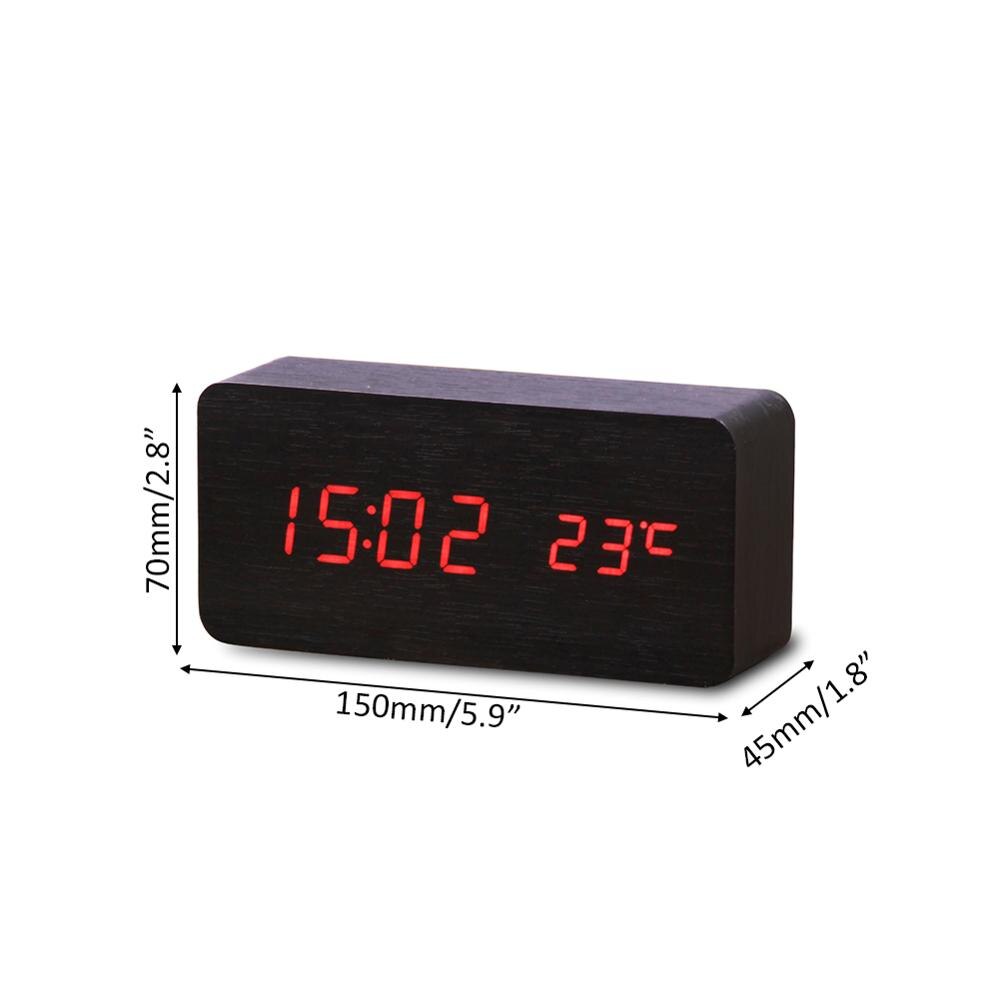 Nordic Simplicity LED Multifunctional Wooden Home Electronic Alarm Clock Mute Digital Display Clock Bedroom Desk Clock