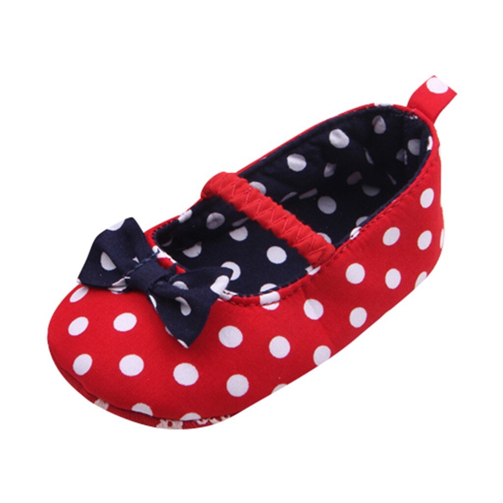 Pasgeboren Baby Meisjes Schoenen Dot Strik Anti-Slip Eerste Wandelaars Zachte Tong Schoenen Kinderen Schoenen Apatillas: Red  / 13